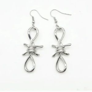 Silver Barbed Wire Cowgirl style Drop Earrings